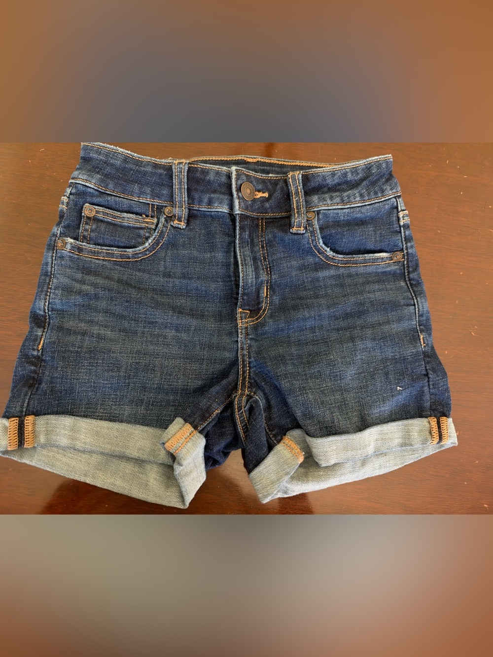 American Eagle Outfitters Dark Blue Denim Cuffed Shorts